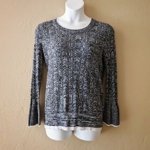 Lane Bryant Black/White Bell Sleeve Sweater 14/16